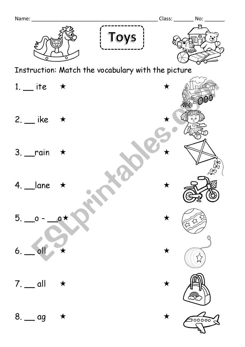 Toys worksheet