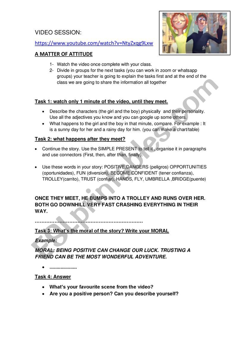  PIXAR VIDEO  worksheet