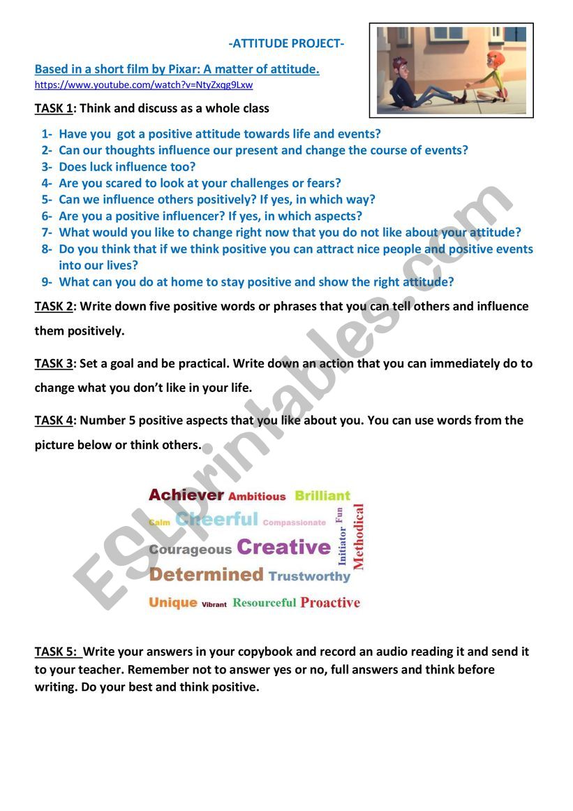 PIXAR VIDEO  worksheet