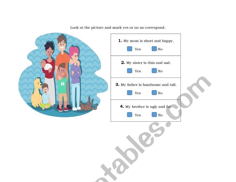 Family descriptions worksheet