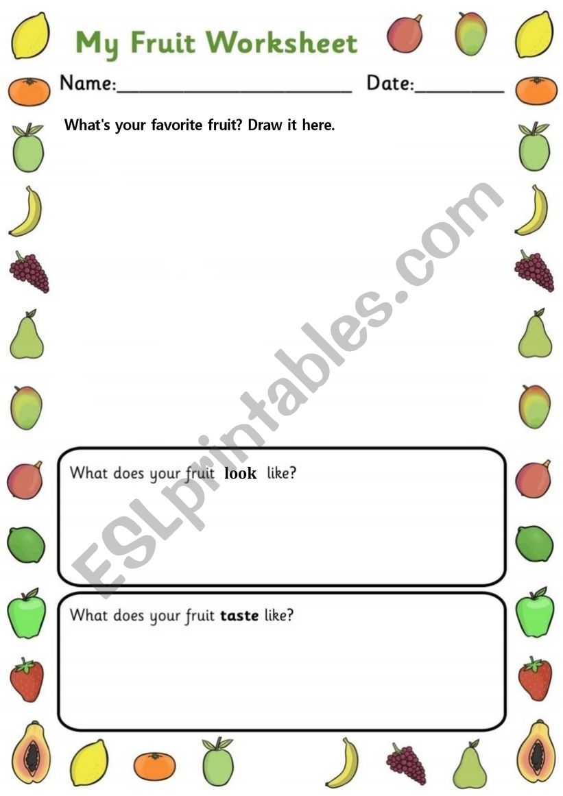 favorite fruit worksheet worksheet