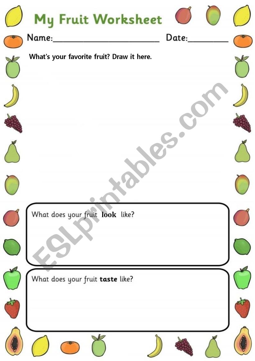 My Favorite Fruit Worksheet