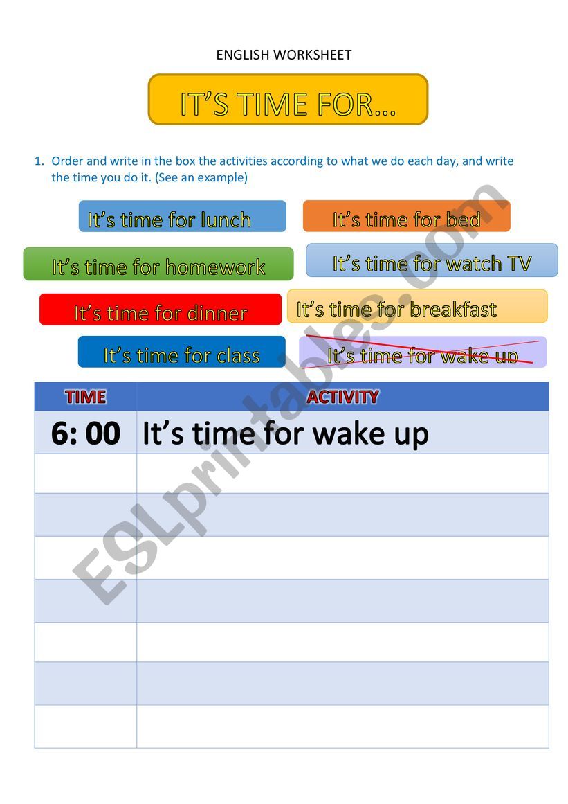 Is time for... worksheet