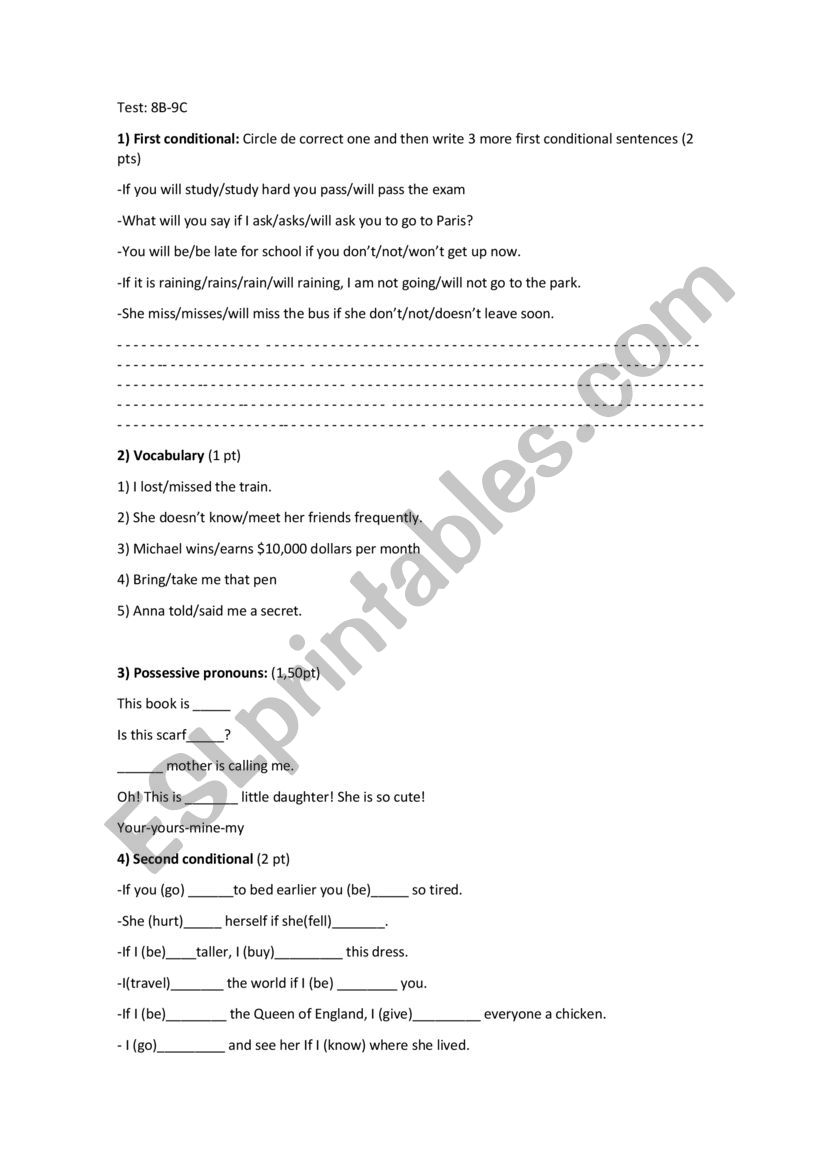 First conditional- second conditional- vocabulary