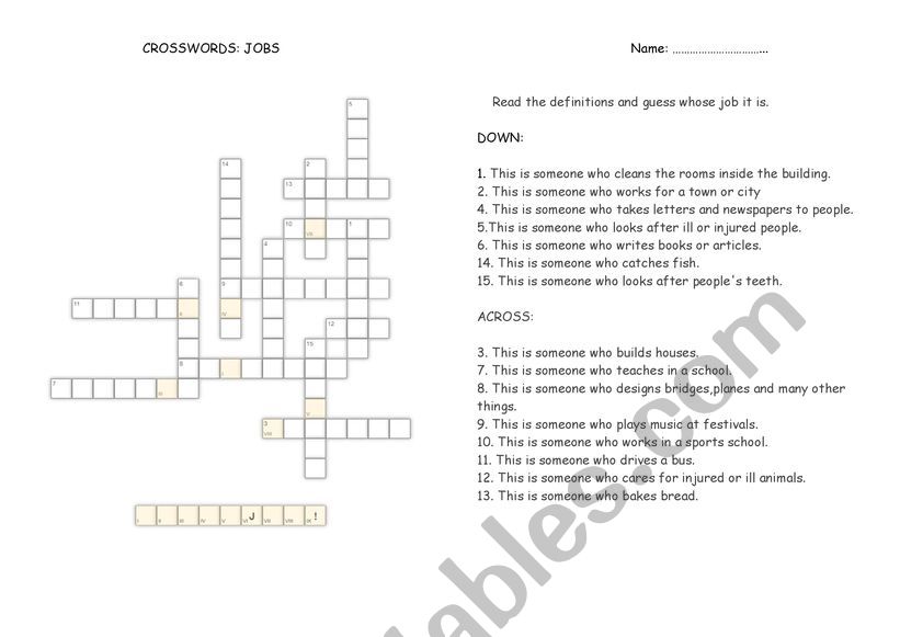 CROSSWORDS: JOBS worksheet