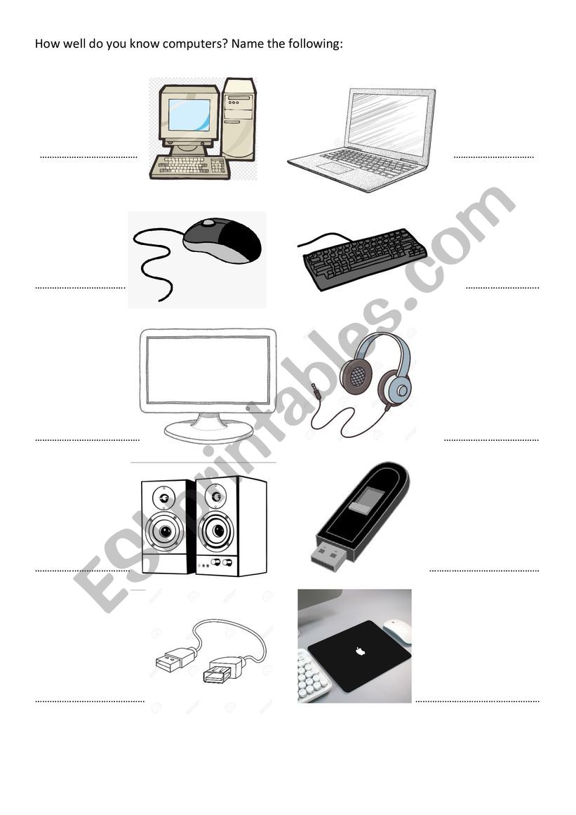 Computer vocabulary worksheet