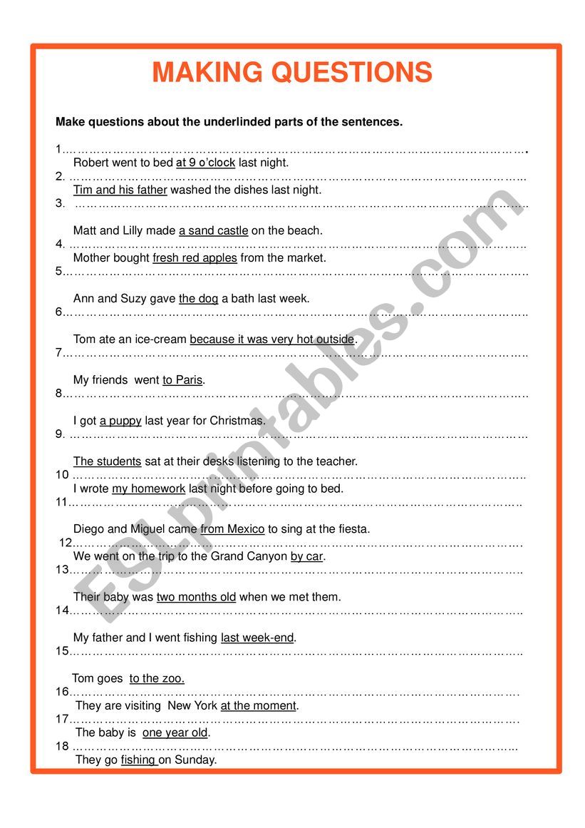 Making questions worksheet