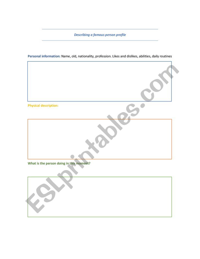 writing activity a personal profile  