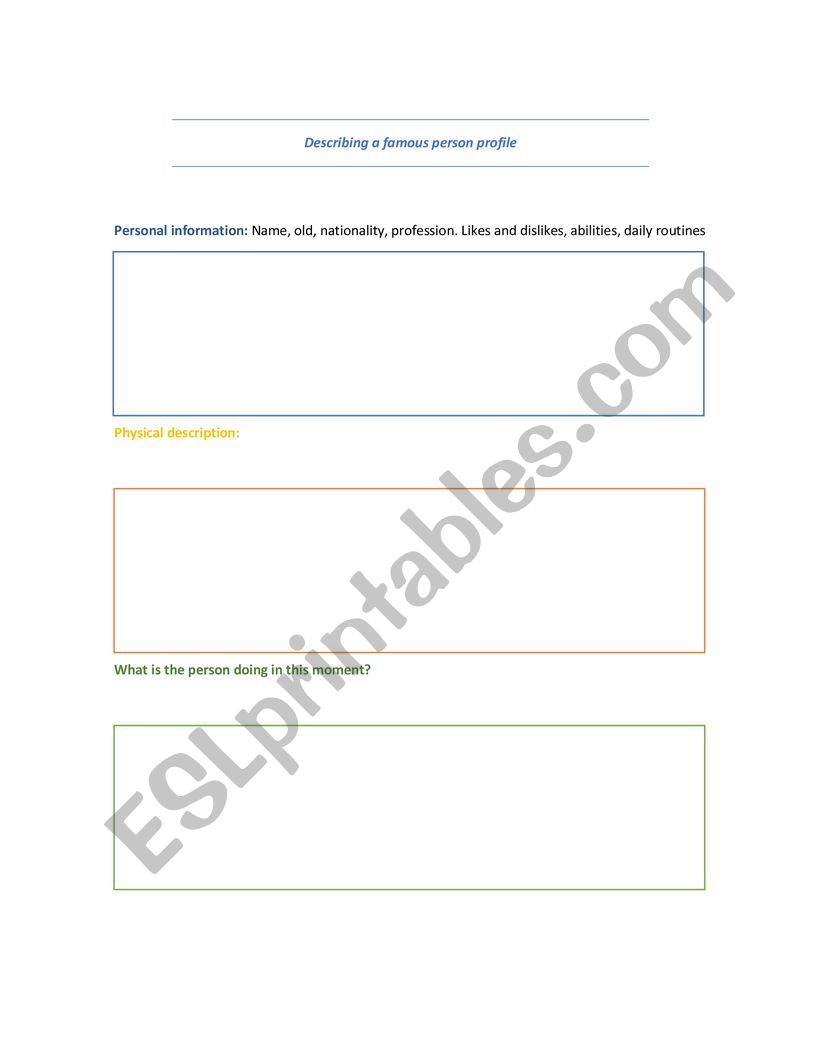 writing activity a personal profile  