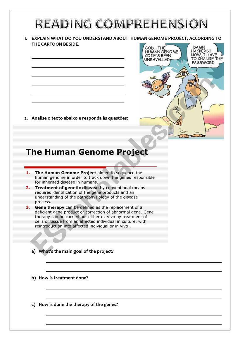 READING COMPREHENSION - THE HUMAN GENOME PROJECT