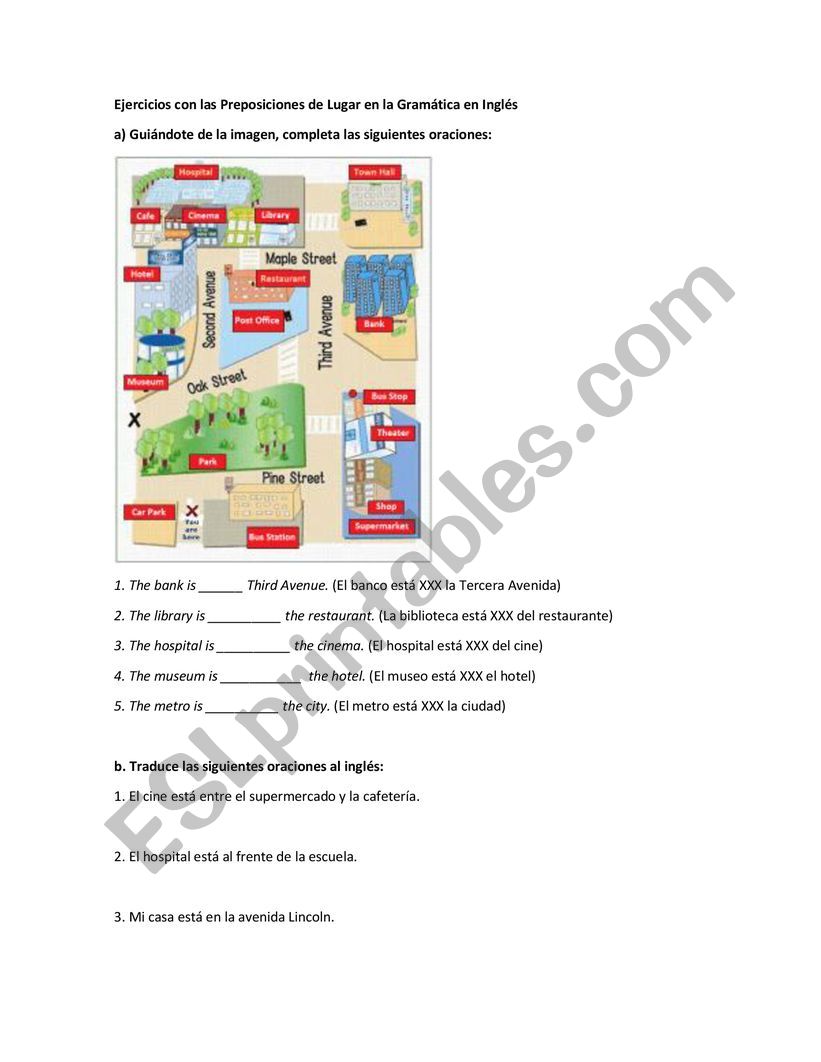 Prepositions of place worksheet