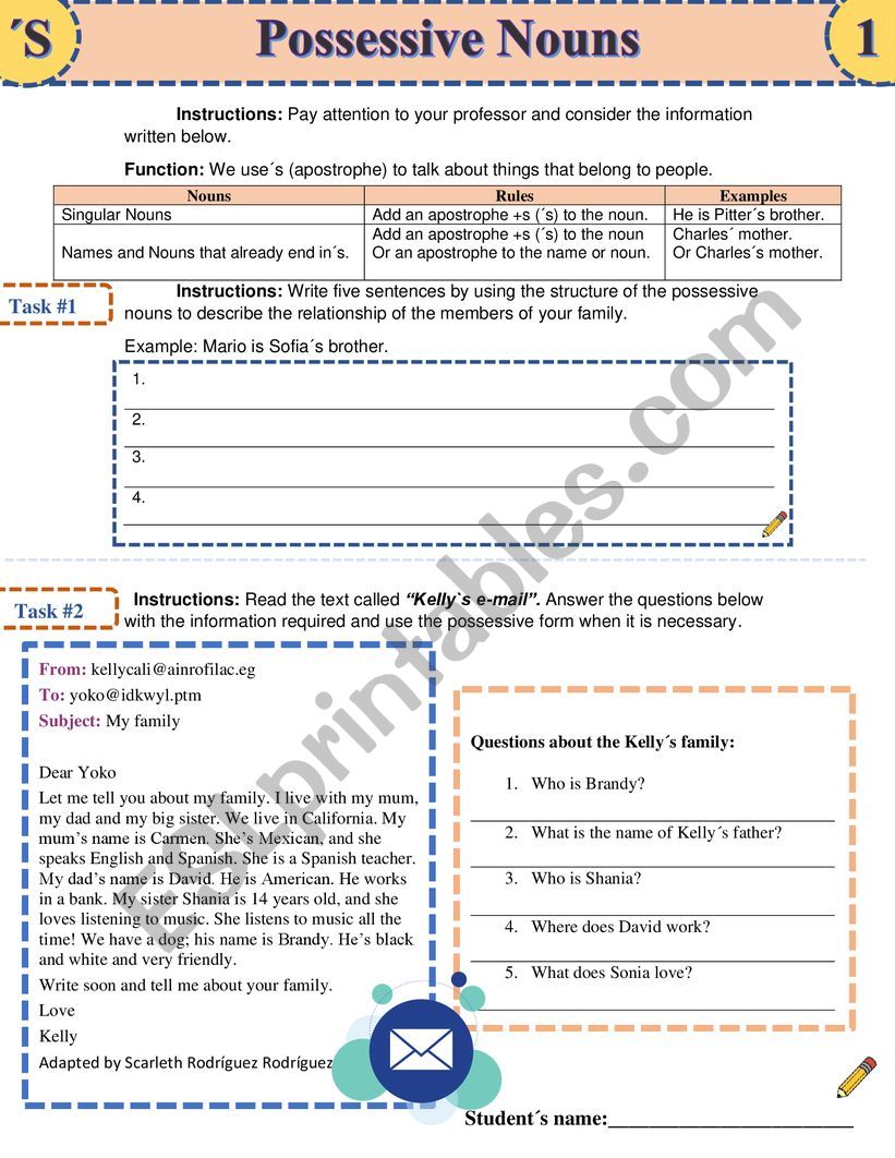 Possessive Nouns worksheet