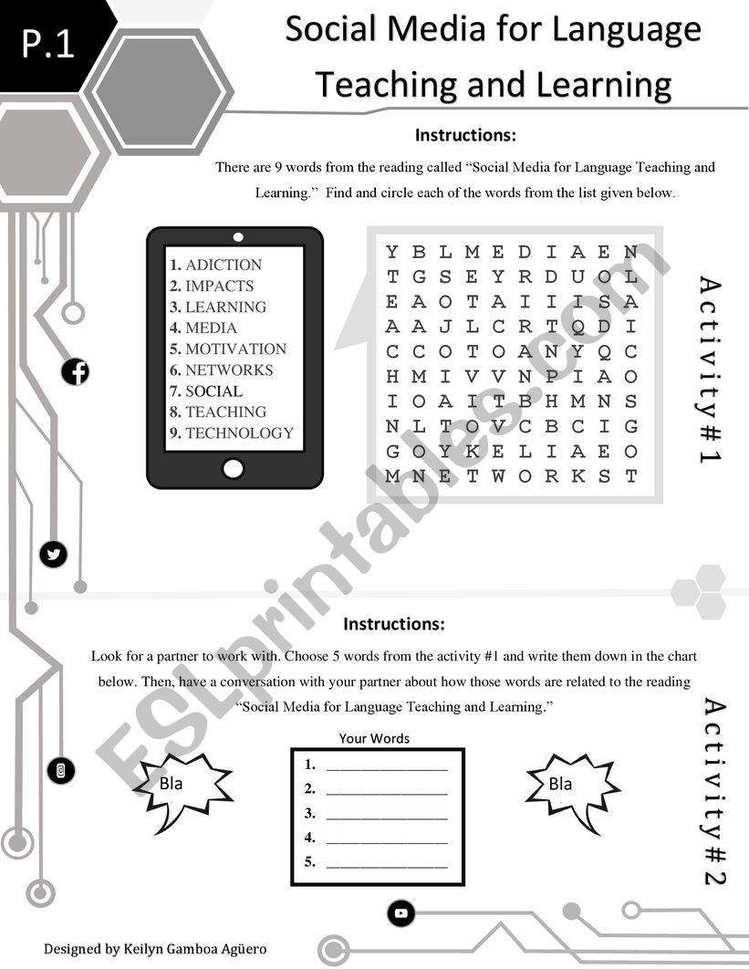 Reading and writing worksheet