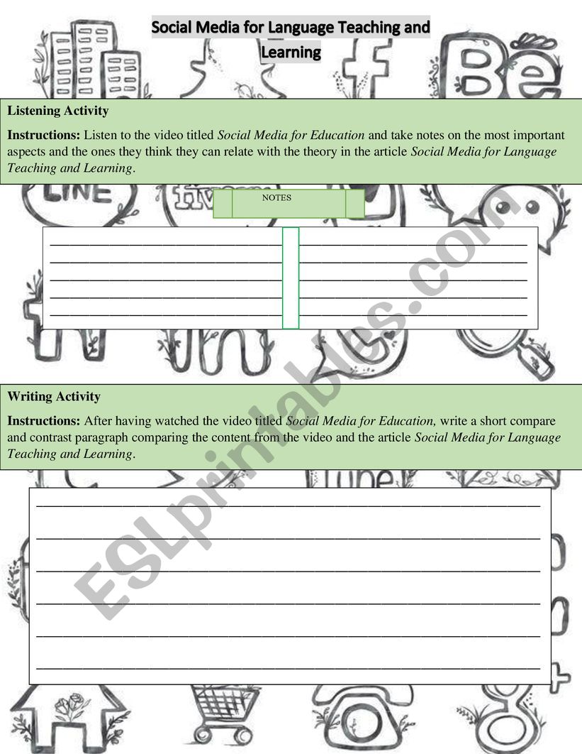social media worksheet for students