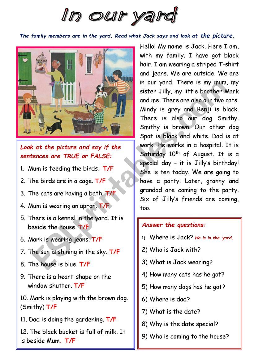 RC: In our yard worksheet
