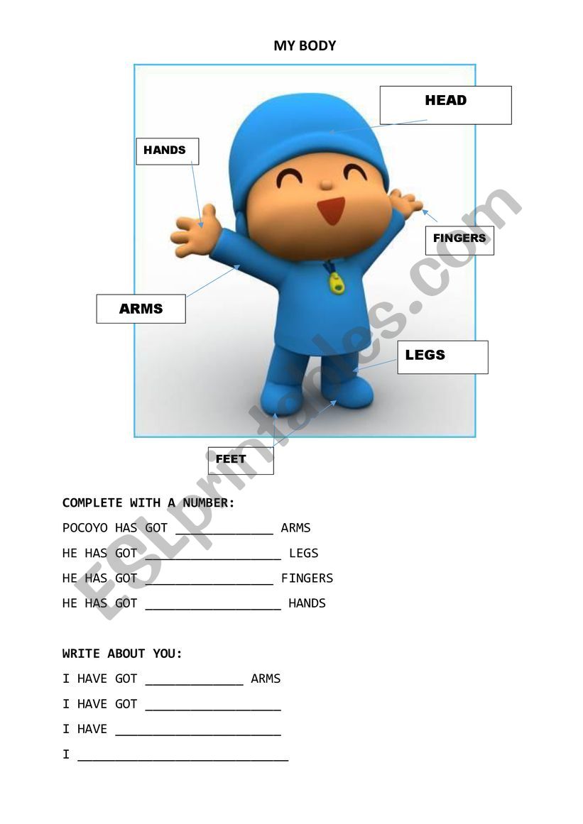 MY BODY: POCOYO worksheet