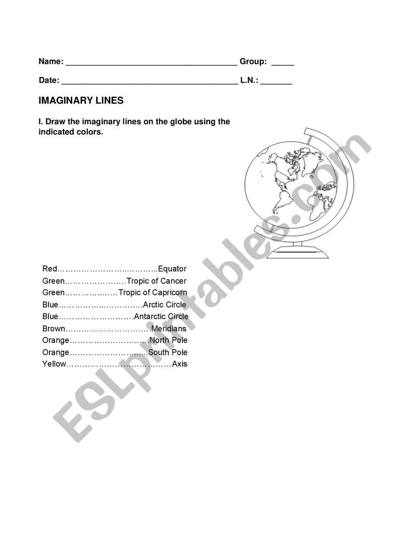 Geography: 1. Imaginary Lines Exercise