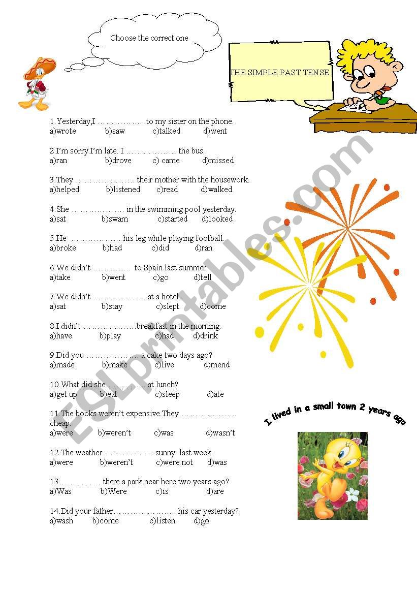past tense worksheet