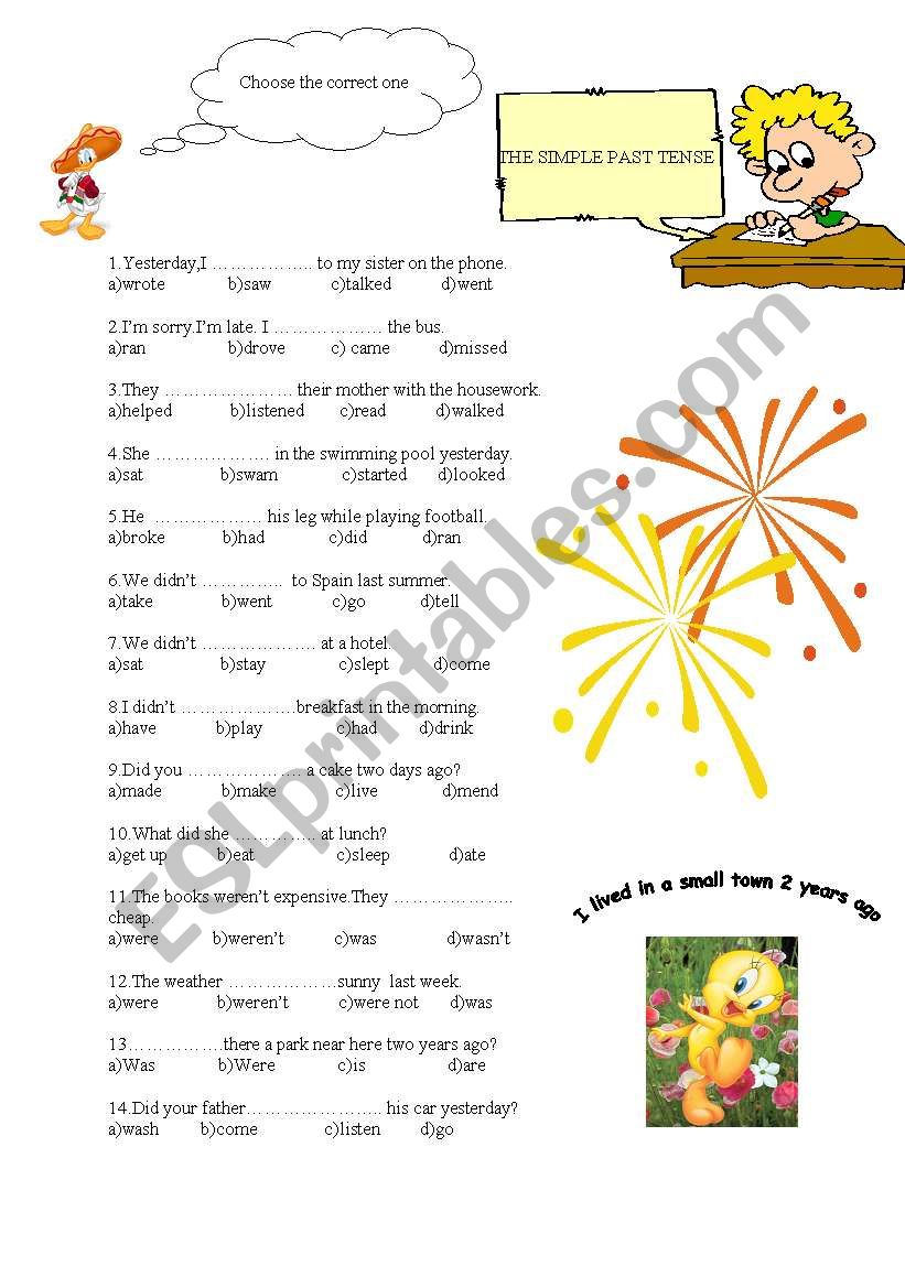 past tense worksheet