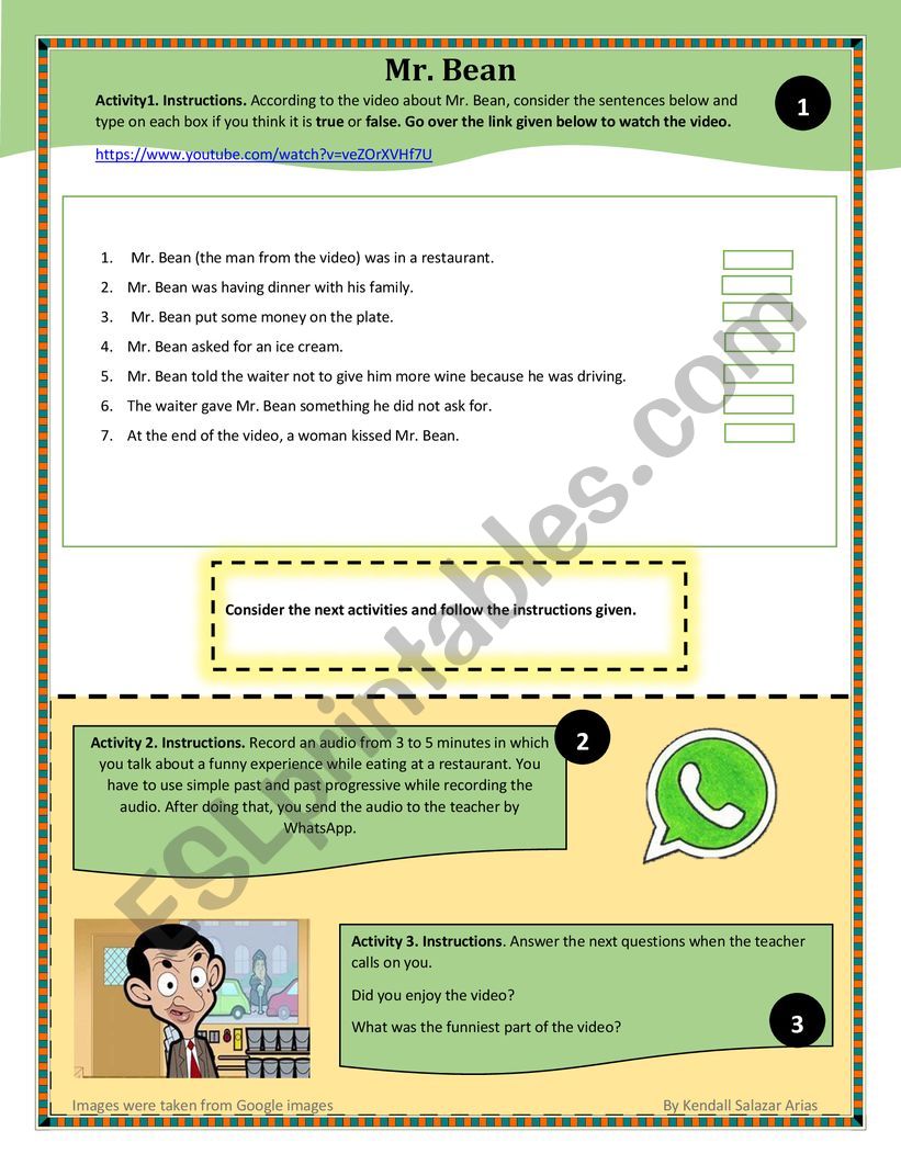 Mr. Bean at the restaurant - ESL worksheet by Ken0604 Mr. Bean at the restaurant - ESL worksheet by Ken0604