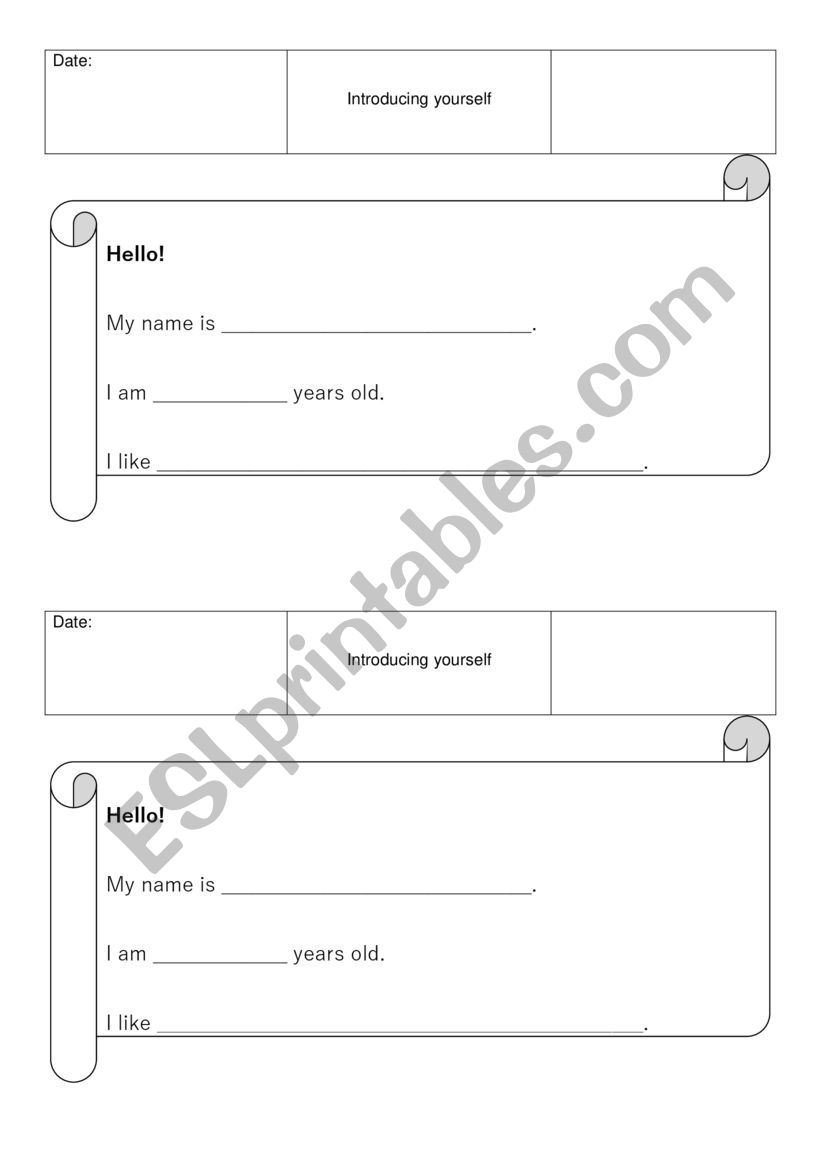 About me Profile worksheet