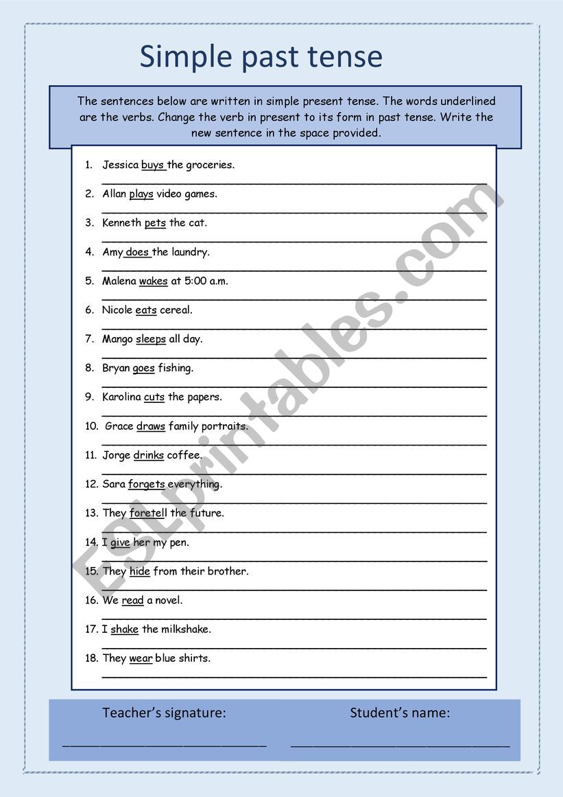 Simple Past Exercise worksheet