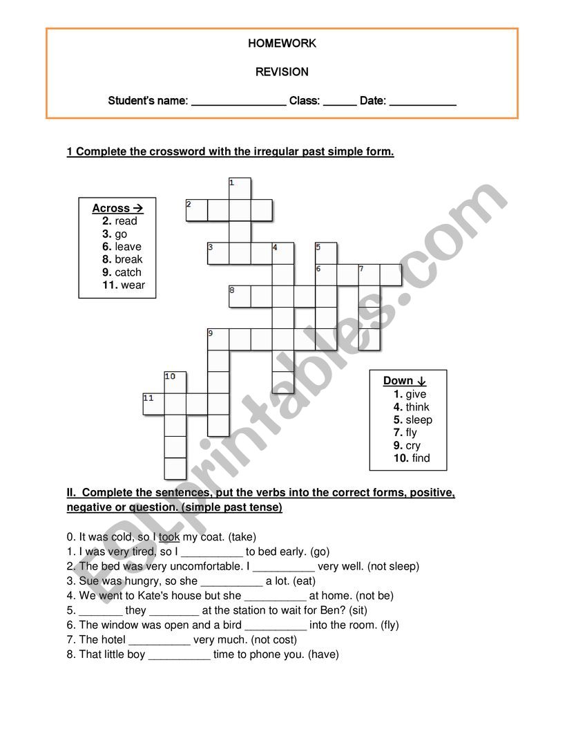 Past simple practice worksheet