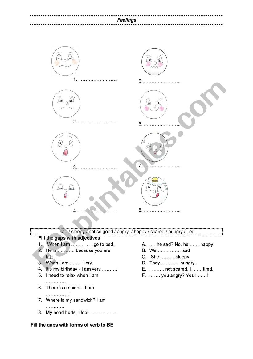 Feelings worksheet