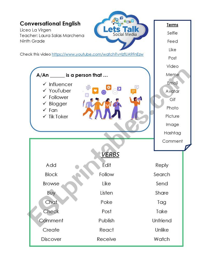 Social Media and Internet worksheet