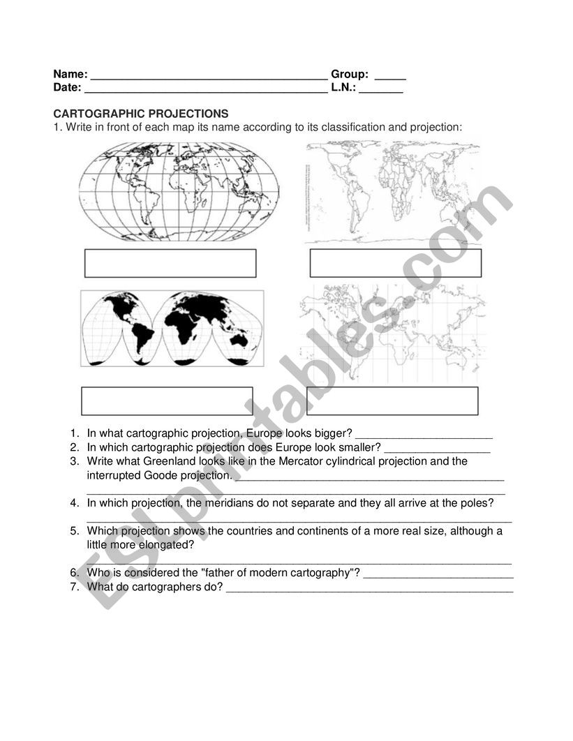 Geography:  Cartographic Projections Exercise