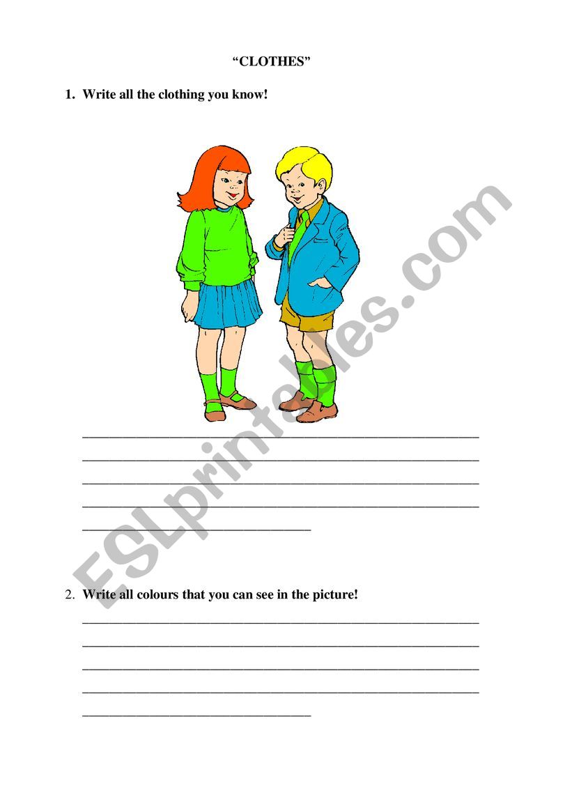 Clothes worksheet