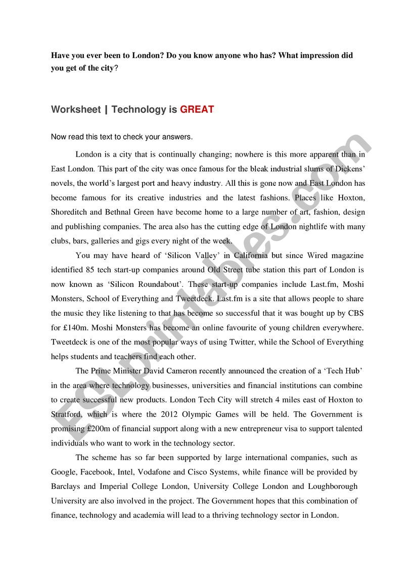 technical english worksheet