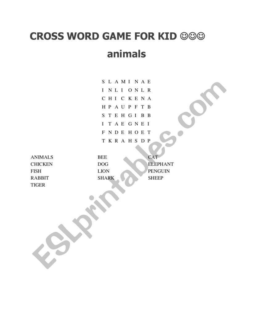 animals worksheet