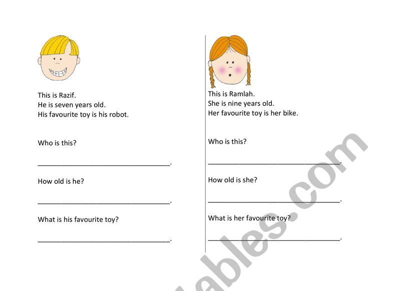 Favourite Toy worksheet