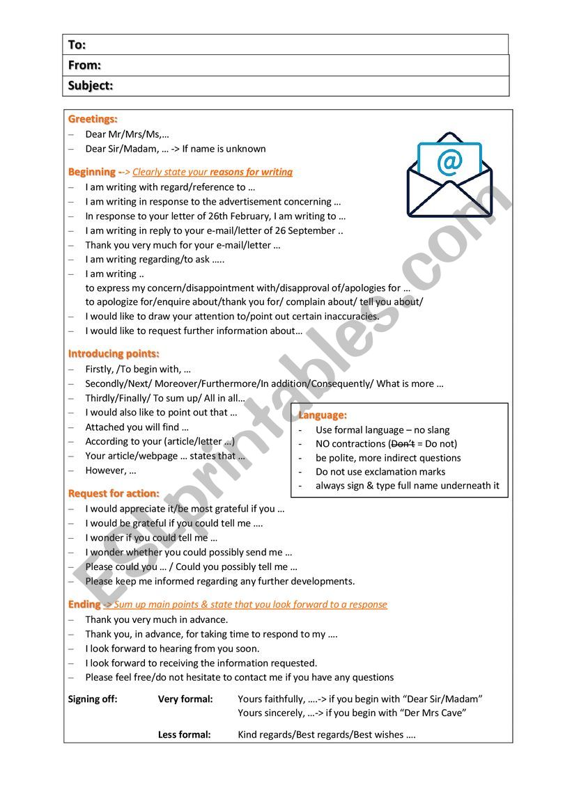Formal and Informal Mails/Letters 