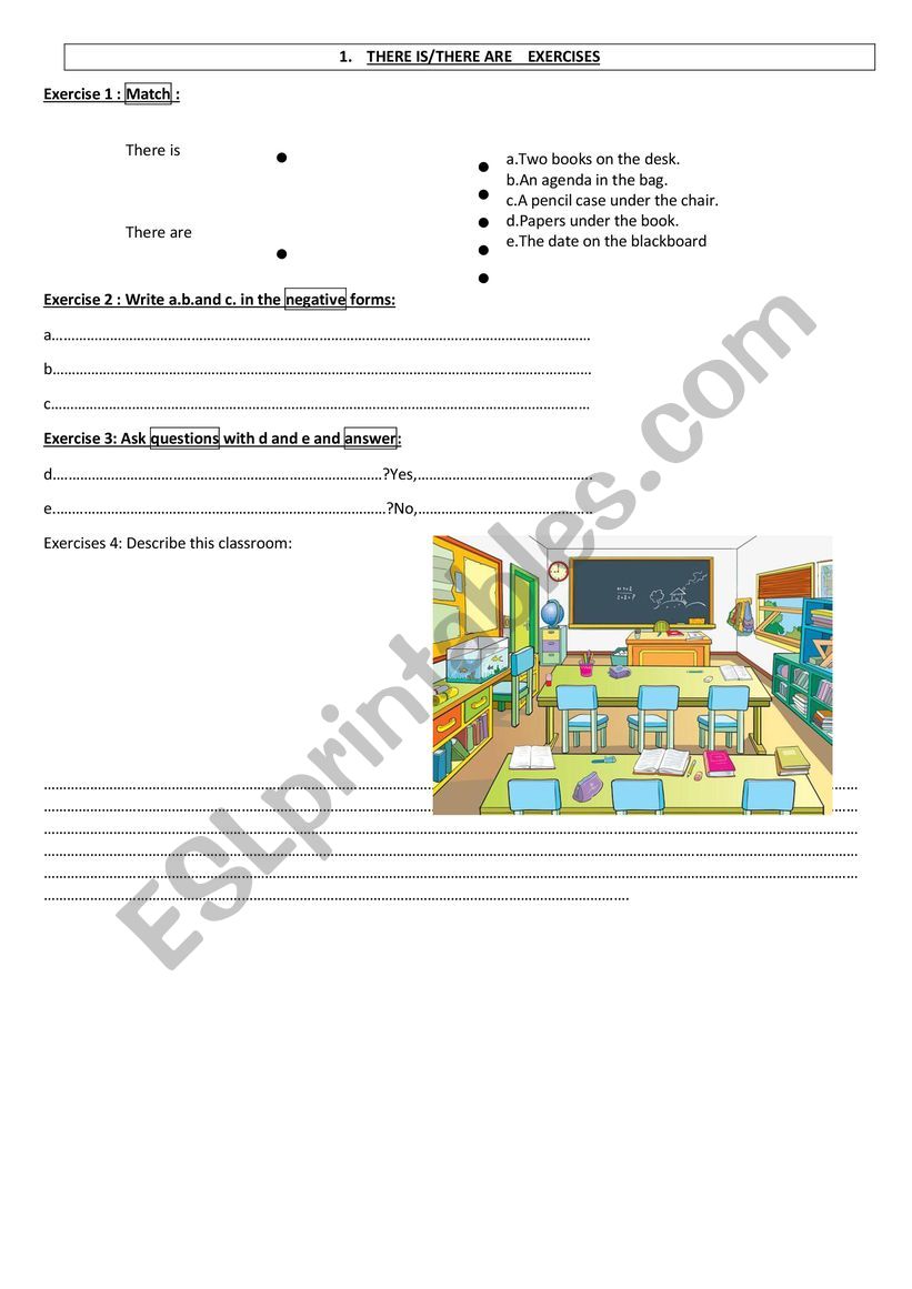 There is there are exercises worksheet