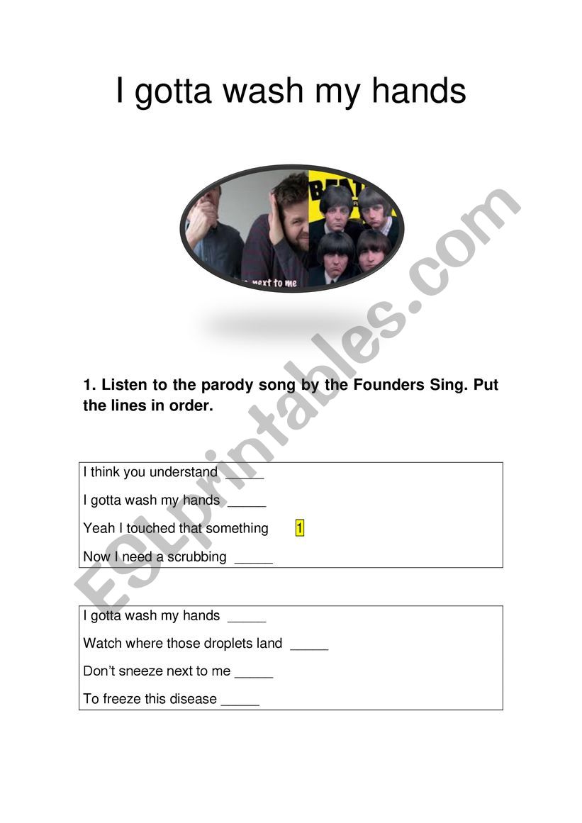 I Gotta Wash my Hands worksheet
