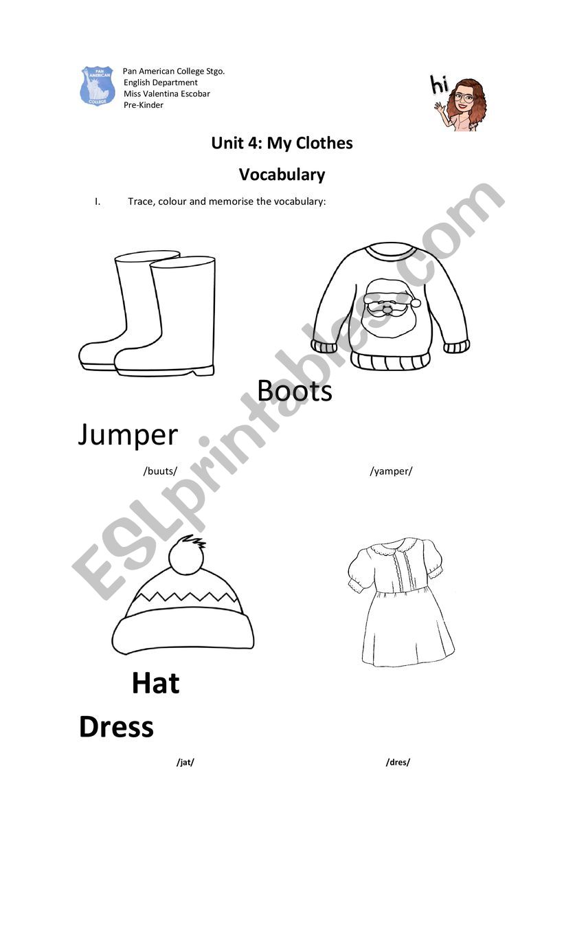 Clothes vocabulary worksheet