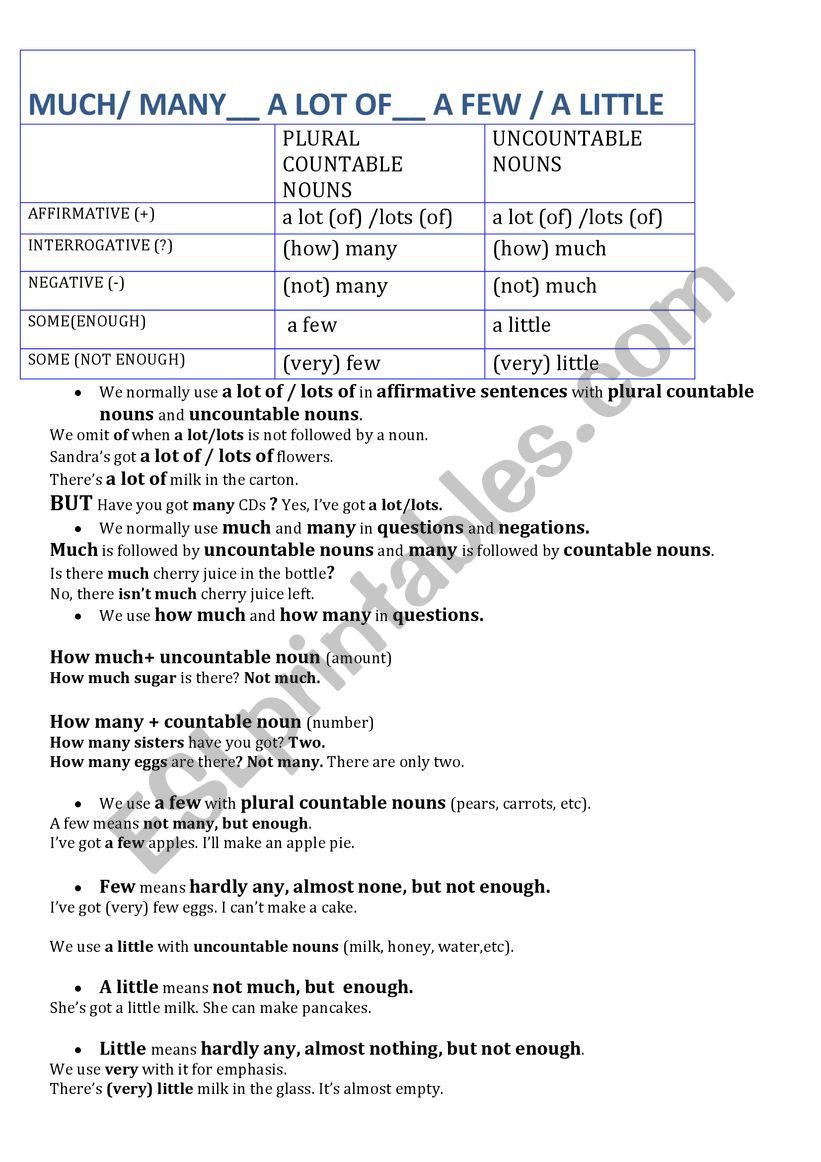 Quantifiers worksheet