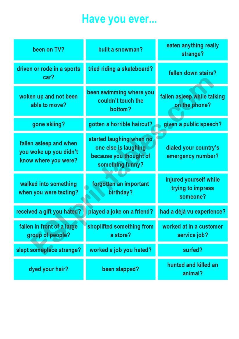 Present perfect worksheet