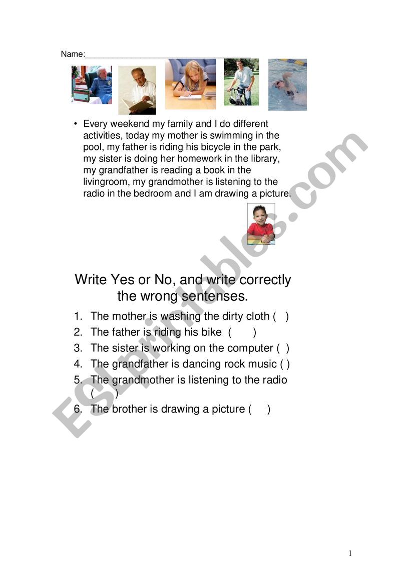 THE FAMILY worksheet