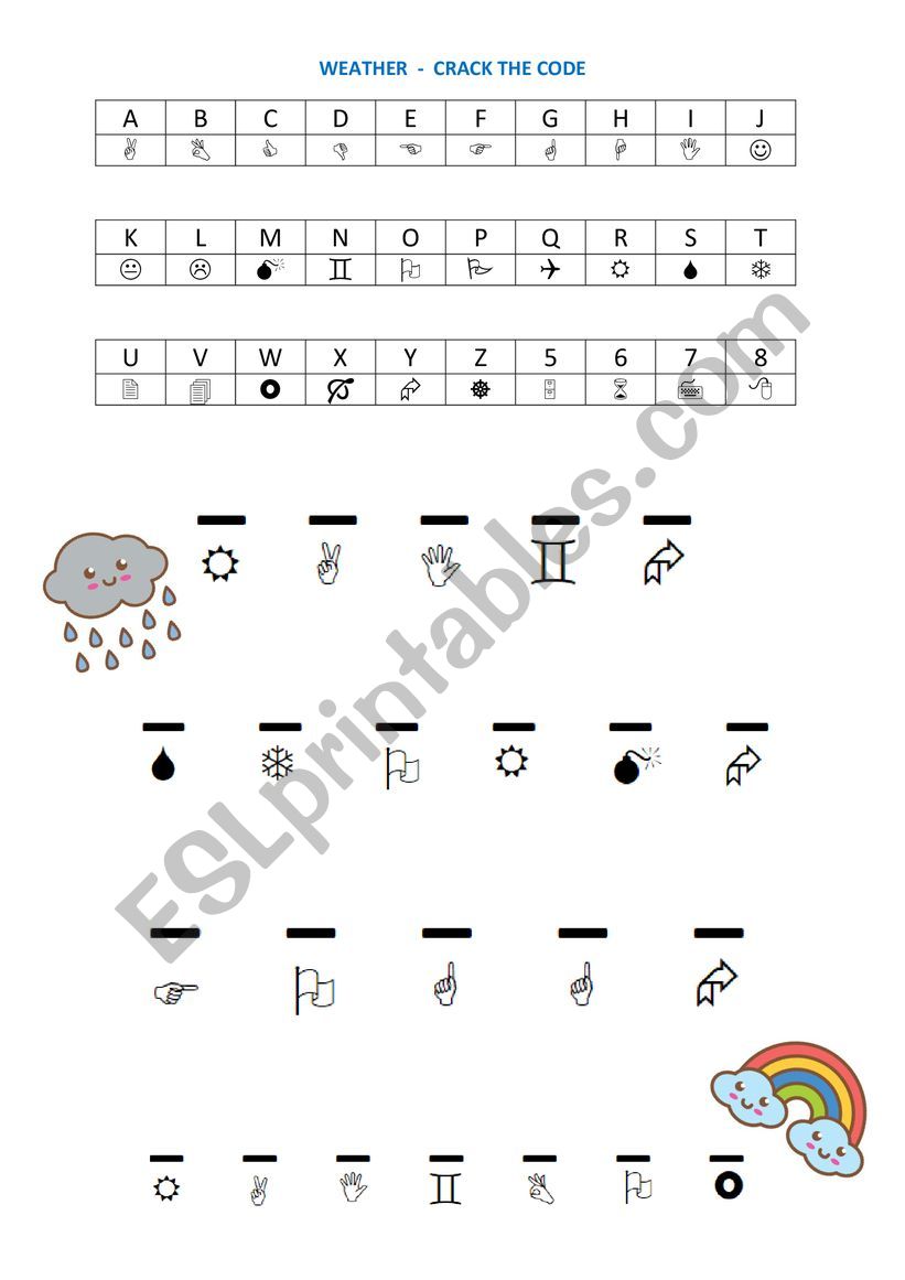 weather, crack the code worksheet