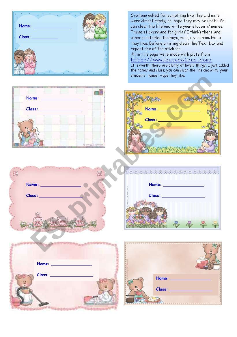 SvetlanaÂ´s stickers Part1 /2 worksheet