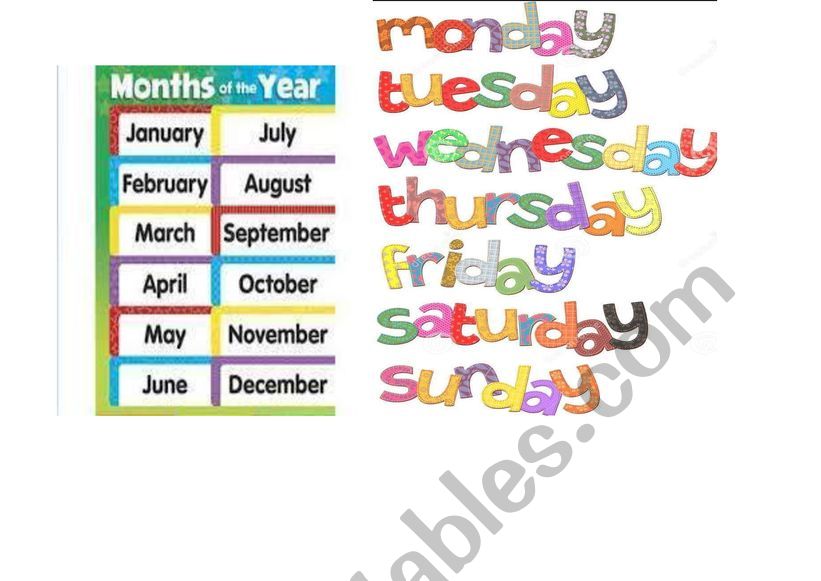 months worksheet