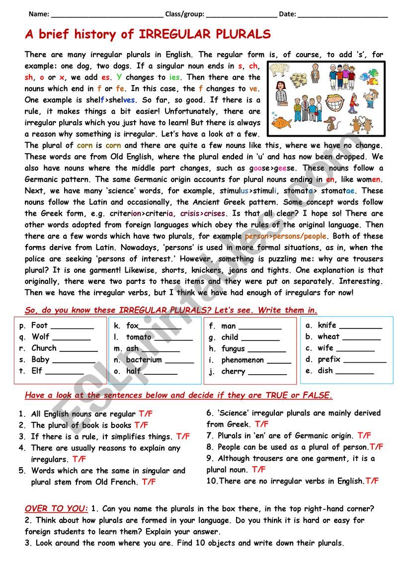 RC: a brief history of irregular plurals