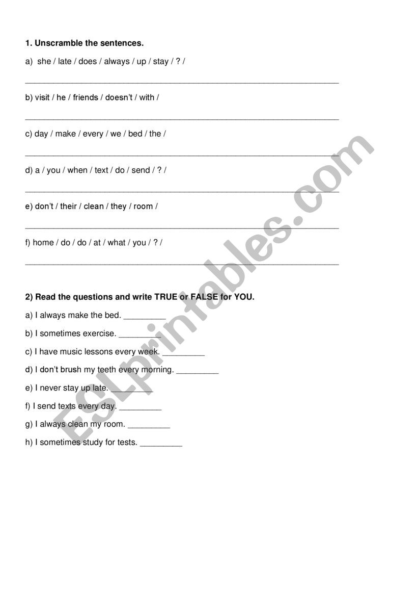 Chores worksheet