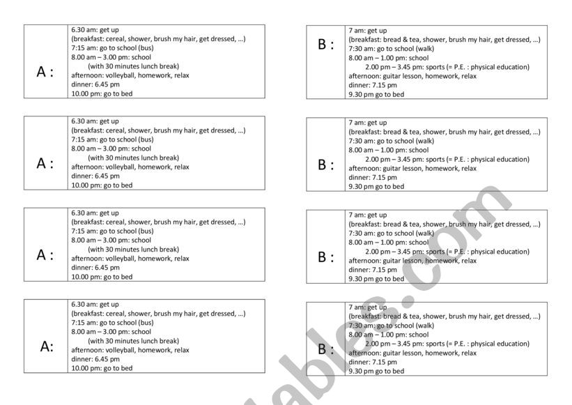 Daily Routine worksheet