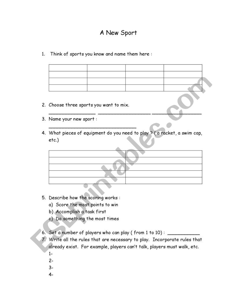 Hybrid Sport worksheet