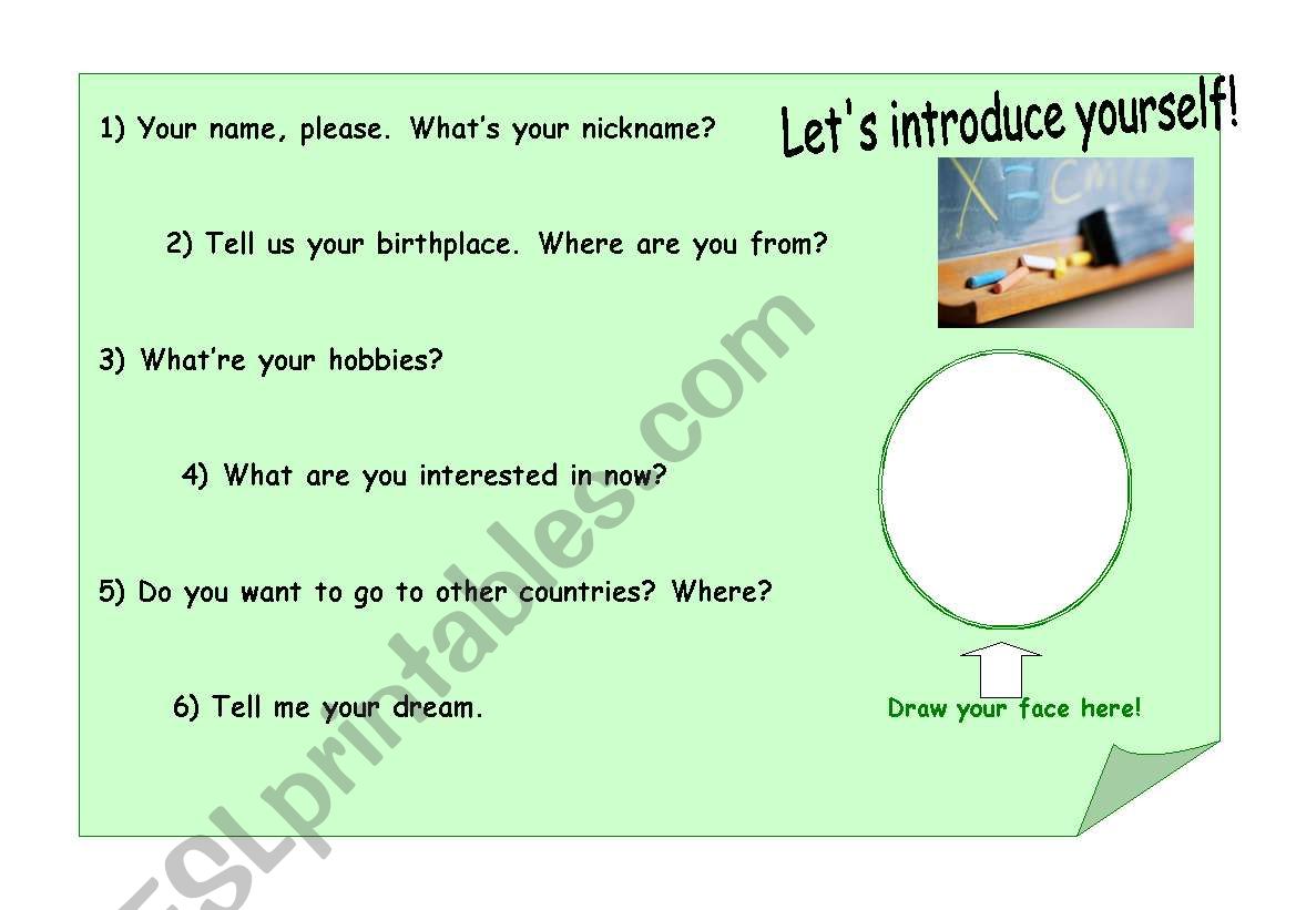 self-introduction worksheet