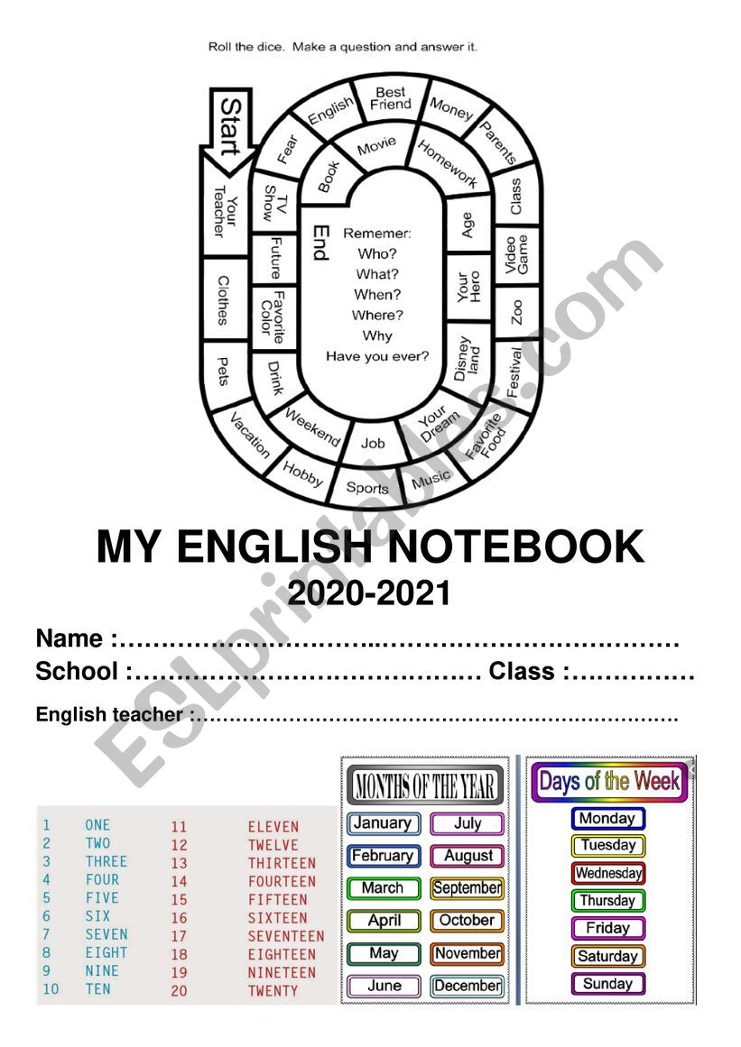 My English Notebook worksheet